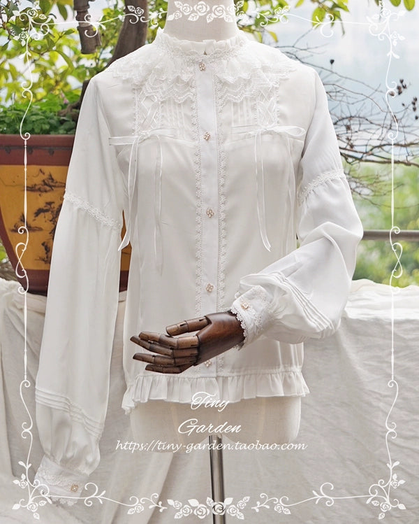 Tiny Garden~Honeycomb Sugar~Classical Lolita Shirt Chiffon Blouse S White 