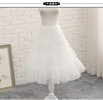 Manyiluo~Cosplay Medium-length Boneless Lolita Skirt Petticoat white  