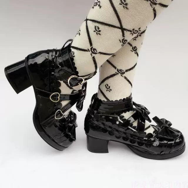 (Buyforme)Antaina~Lolita Punk Bow Mid-Heel Multicolor Shoes 28914:325488