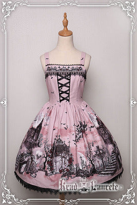 Krad Lanrete~Gothic Lolita JSK Bat Print Multicolors M JSK1 normal waist pink