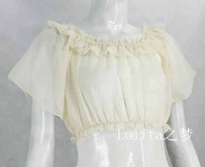 Sweet Angel~Daily Lolita Flutter Sleeve Shirt Multicolors free size apricot 