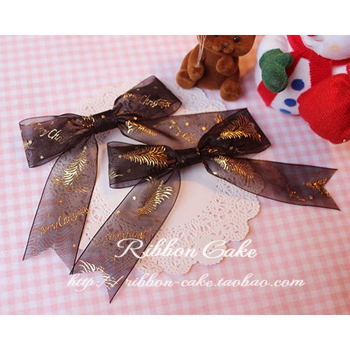 Ribbon Cake~Sweet Lolita Christmas Headdress Multicolors a black Christmas tree hair clip  