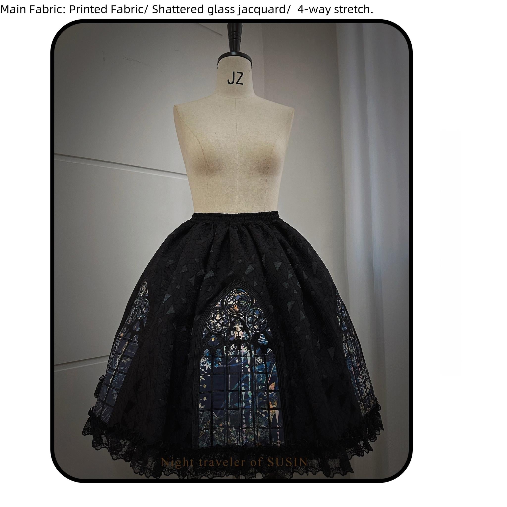 Susin Lolita - Night Traveler - Gothic Lolita Skirt Outfit Long Coat Shirt and Bustier Set 42118:727543