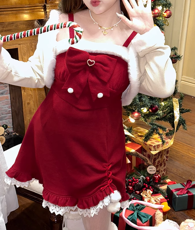 Hard Candy~Plus Size Lolita Dress Red Strappy Sweet Cardigan   
