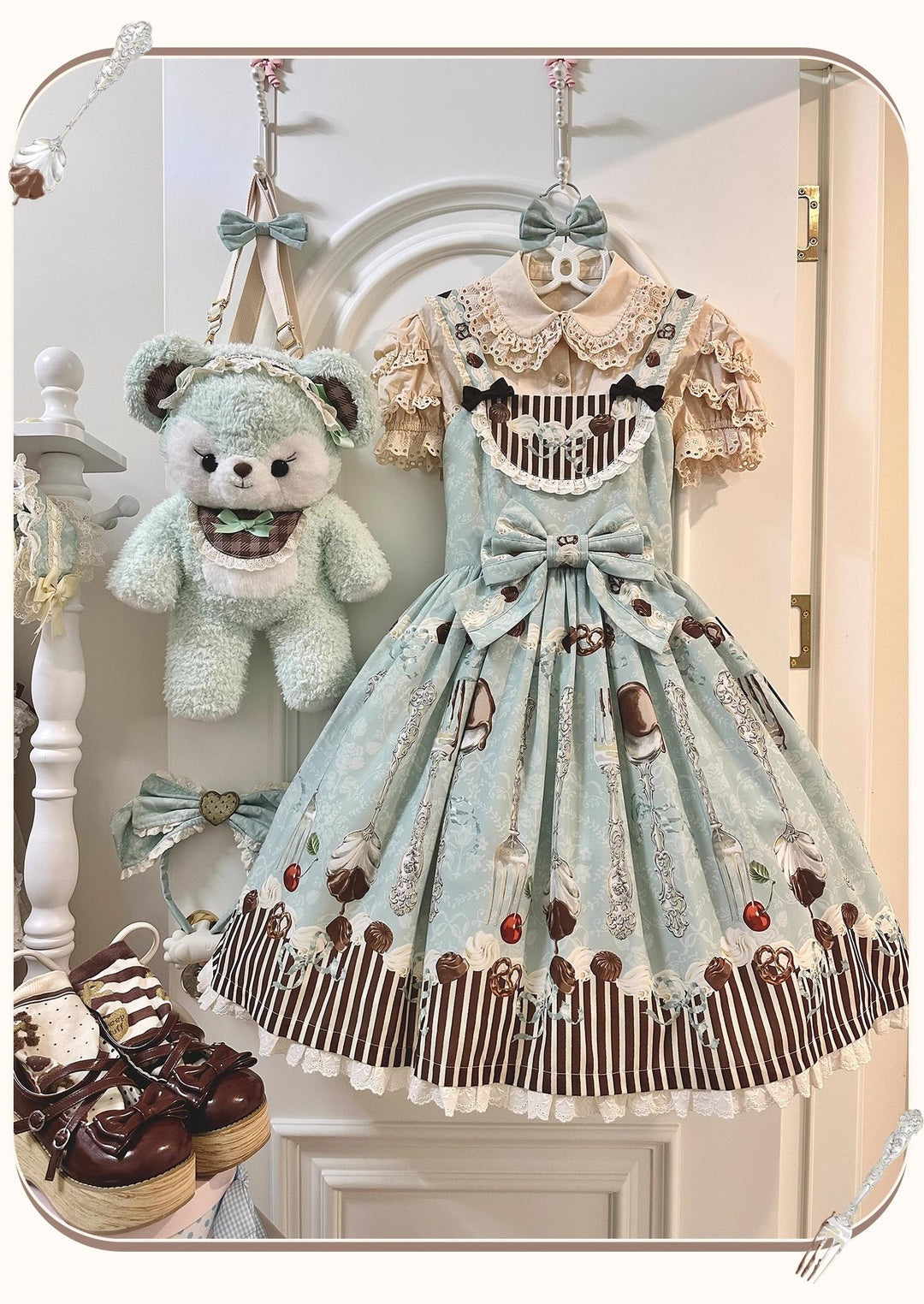 Sweet Dream Sheep~Sweet Dessert~Green Lolita Jumper Dress Lolita Headwear