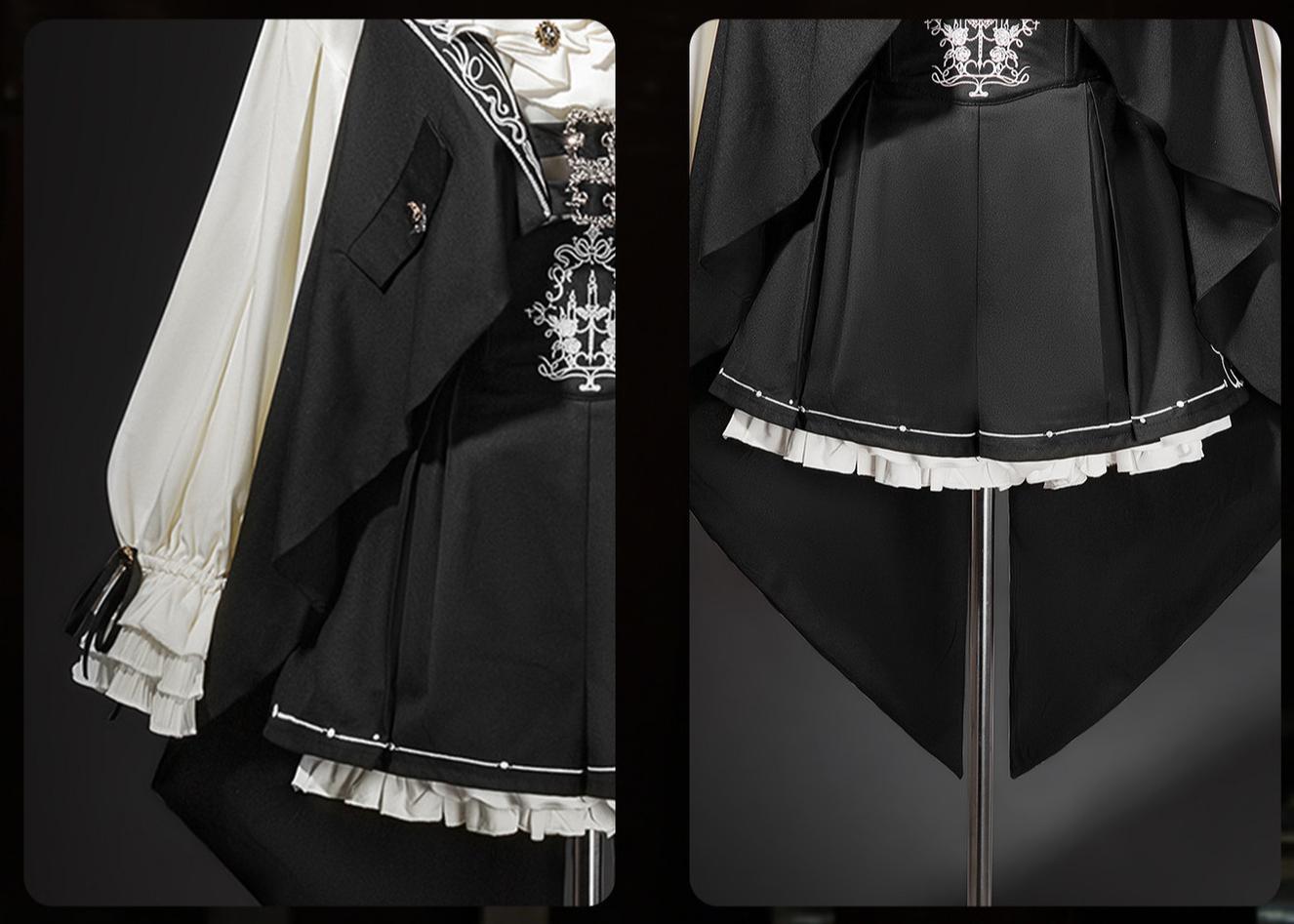 Bunny Ear Meteorite - Embroidered Ouji Lolita Set, Hooded Vest 44899:826918