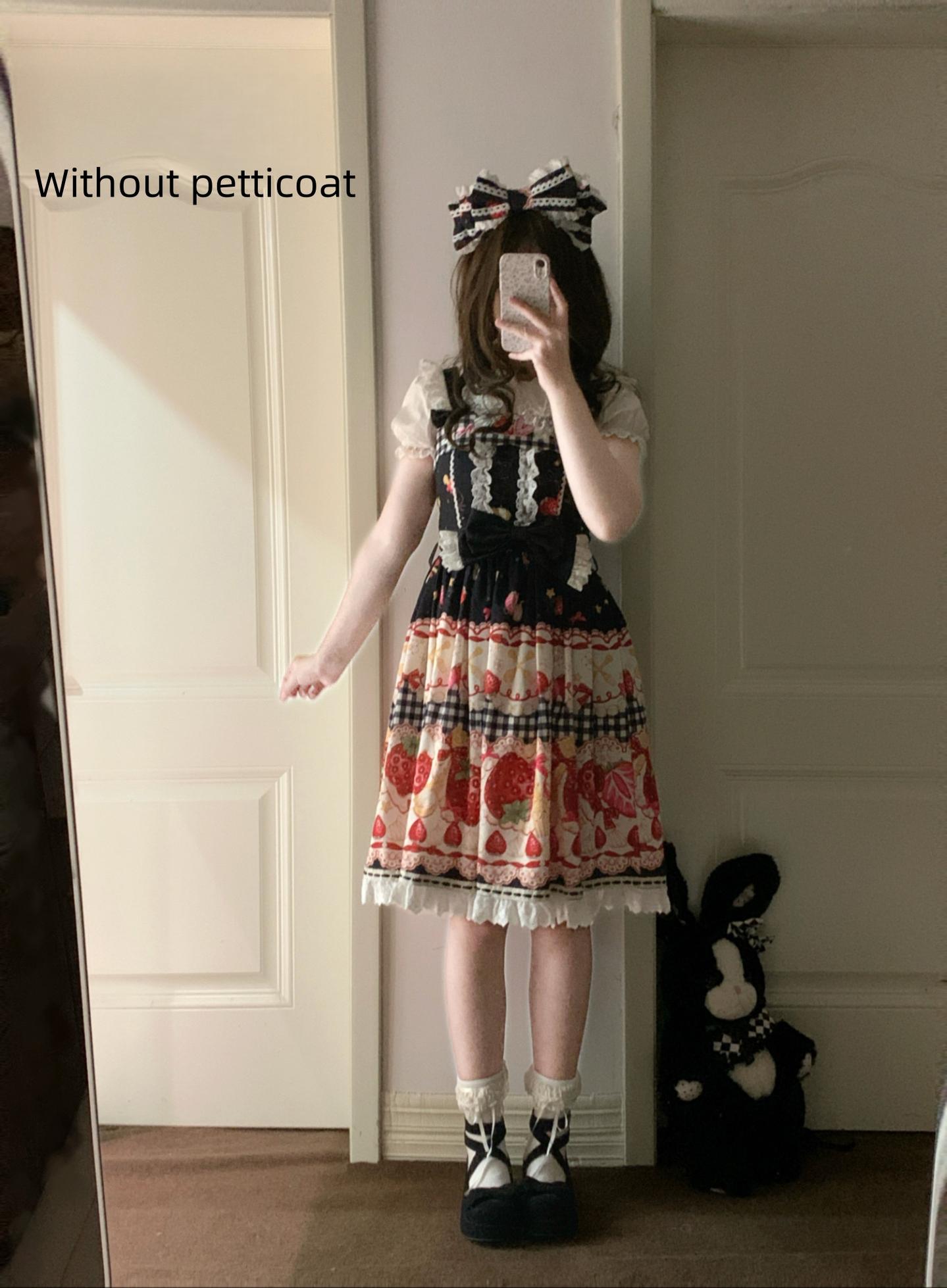 Plaid Strawberry Jam - Sweet Lolita Strawberry Printed JSK Dress 45545:853156