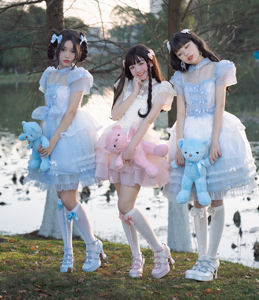 Pure Tea For Dream~Sweet Lolita Platform Pearl Bow Shoes 16296:217906
