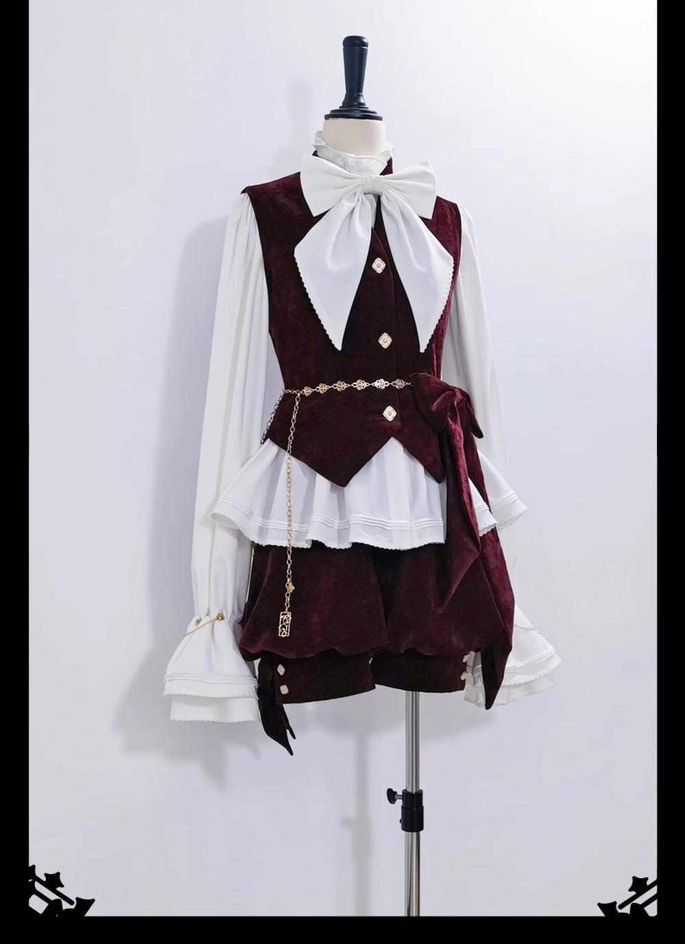 Princess Chronicles~Hare Hunter~Vintage Red Ouji Suit With Bunny Ear Hooded Jacket