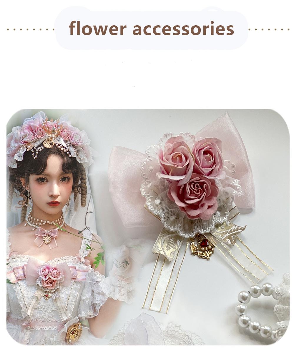 Red Maria~Lacie~Princess Bridal Lolita Accessories flower hairpin  