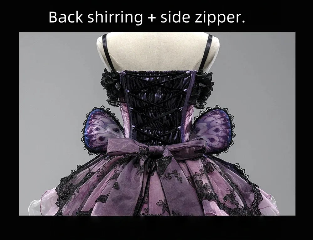 Dead Leaf Butterfly - Chiffon Gothic Lolita JSK, Irregular Tiered Skirt