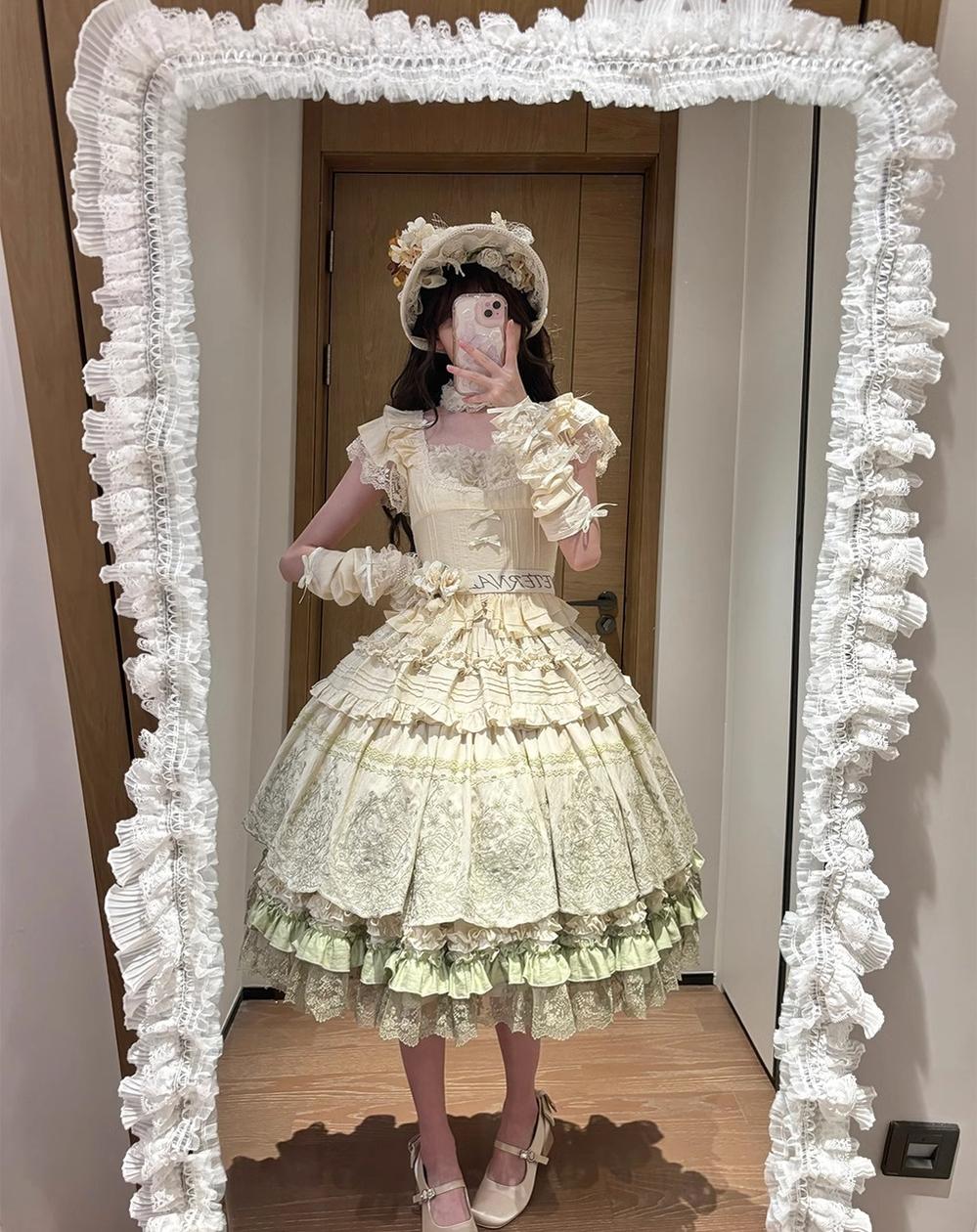 ZJstory~14-line Poem Set~Classic Lolita Separate Dress Set Tiered Ruffles Skirt 40728:674762