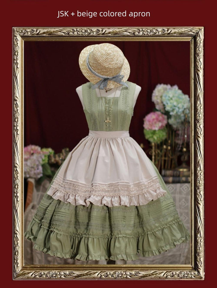 Tiny Garden~Nocturne Reminiscence~Elegant Lolita JSK Dress Multi-Wear Apron Dress Set   