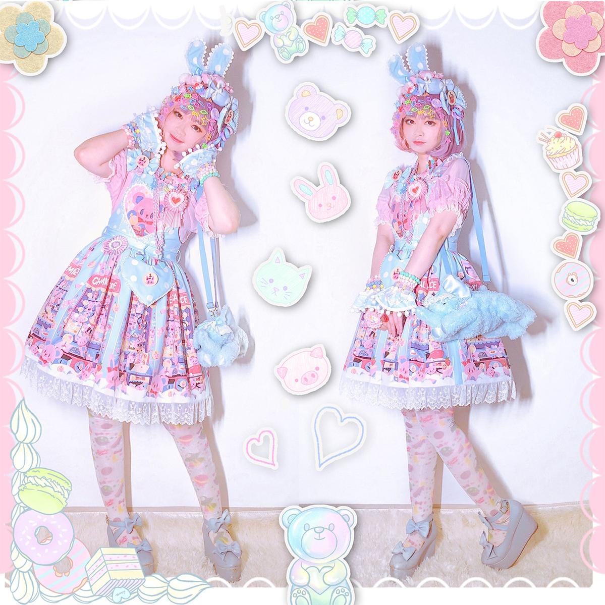 Chemical Romance~Sweetheart Doll Machine~Sweet Lolita Printed Salopette   