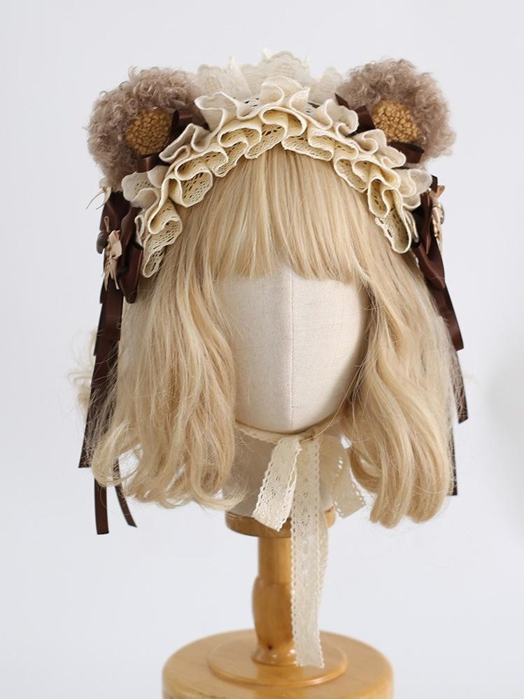 Xiaogui - Kawaii Lolita Headdress, Detachable Bear & Bunny Ears Bear Ear Hairband