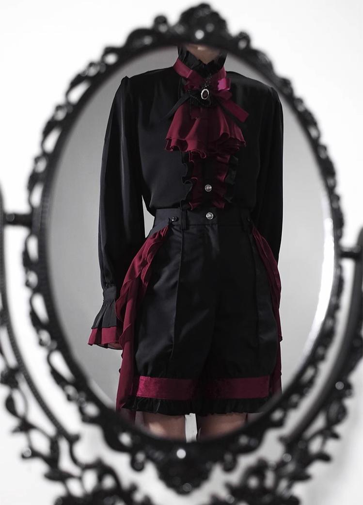 Ouji Lolita Vest Shorts Skirt Black Red Set – 42Lolita