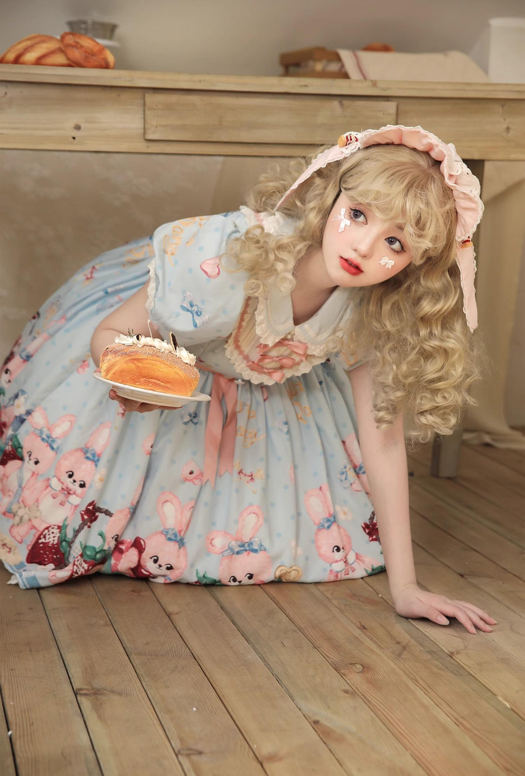 Doll tea party~Showa Rabbit~Kawaii Lolita Dress Summer Sweet Lolita OP JSK   