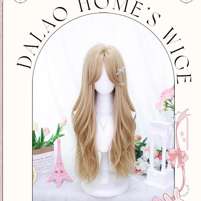 (BFM)Dalao Home~Seruo~Daily Lolita Wig Long Curly Milk Tea Gold Color   