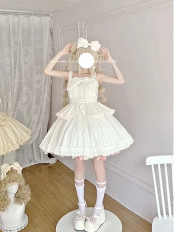 Sakurada Fawn~Plus Size Lolita JSK Dress Multicolors S White 