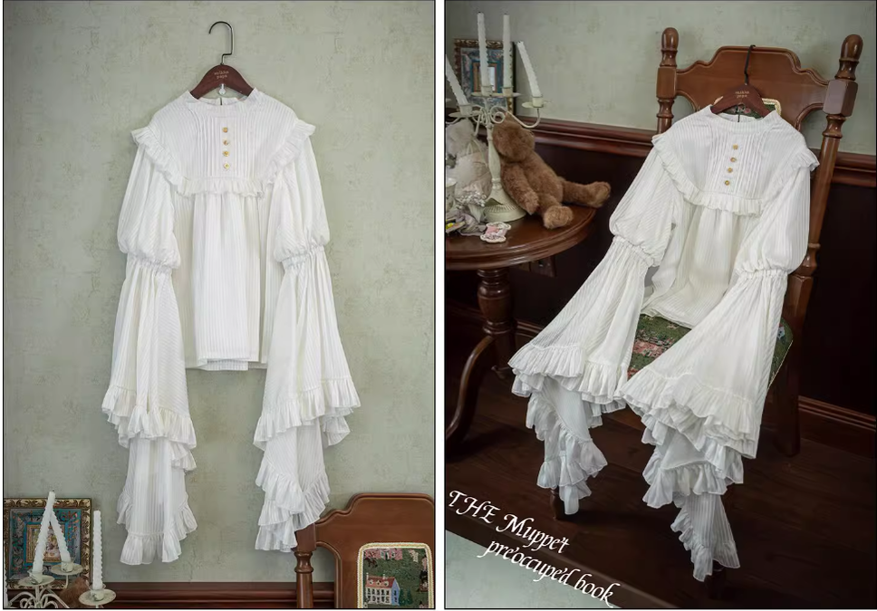 Muppet Mind Ben - Dreaming - Gothic Lolita Princess Sleeves Blouse Striped Printing 39008:608466