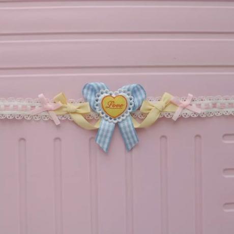 Creamy Bubbles~Sweet Lolita Choker Macaron Colors Bear Heart Necklace Pink-yellow-blue  