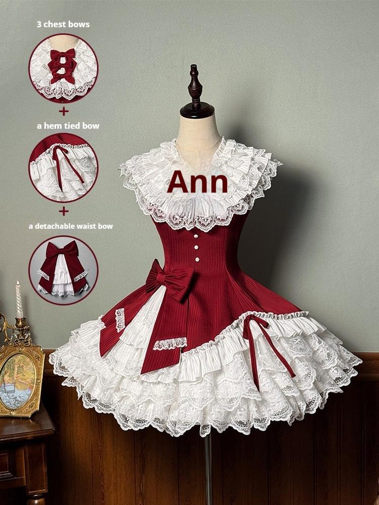 Alice Girl~Arrogant Miss~Sweet Lolita Jumper Dress with Tiered Lace Skirt (L M S XL XS) 41484:699996