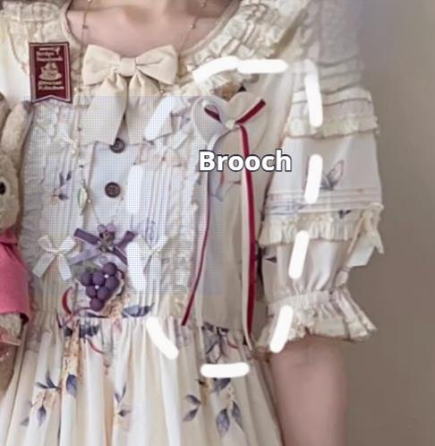Uncle Wall Original~Bay Rabbit's Tale~Sweet Lolita OP Dress Floral Print S Brooch 