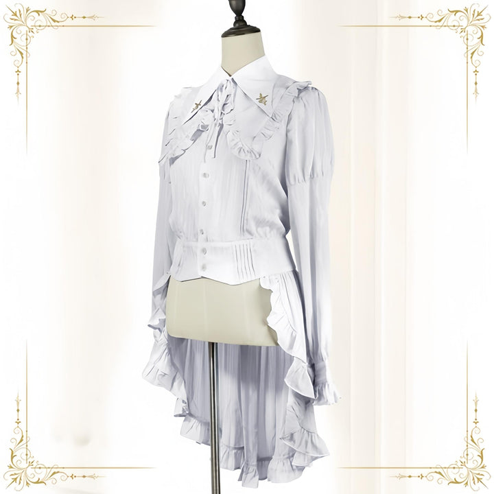 Immortal Thorn~Immortal Paperless Promise~Ouji Lolita Blouse Long Back Tail Shirt (L M S XL / White) 28242:672698