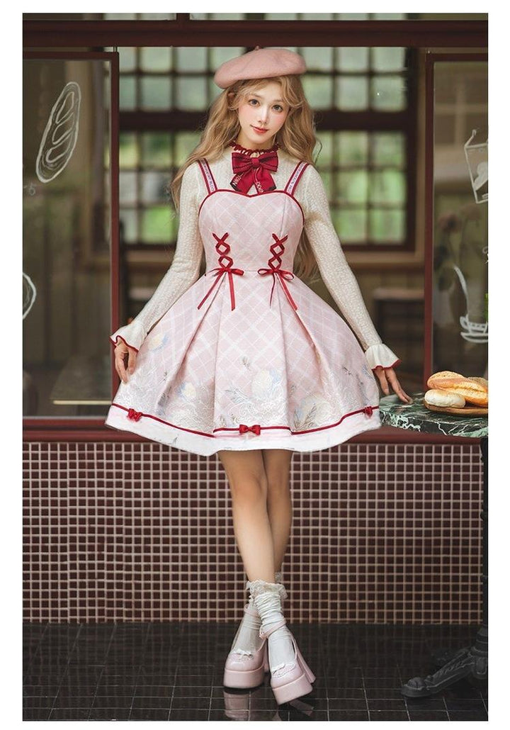 Nikki Tomorrow~Poetic Bloom~Pink Sweet Lolita JSK Dress and Sweater