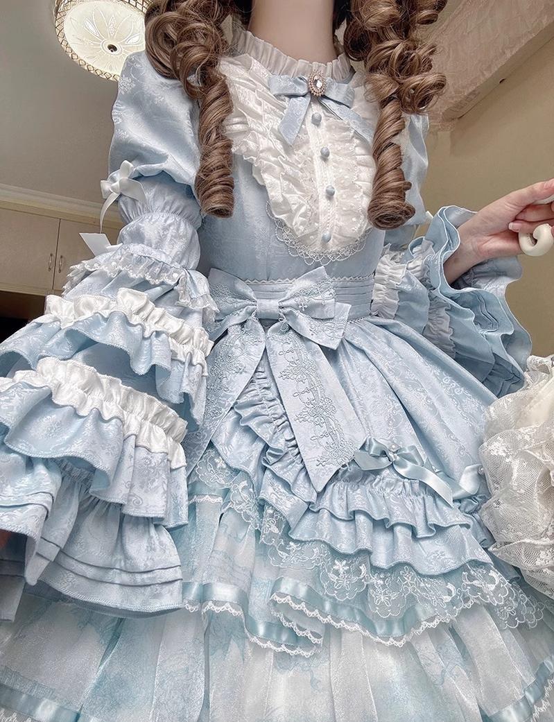 Buling Moon - Solo Puppet - Sweet Lolita OP Dress with Princess Long Sleeves