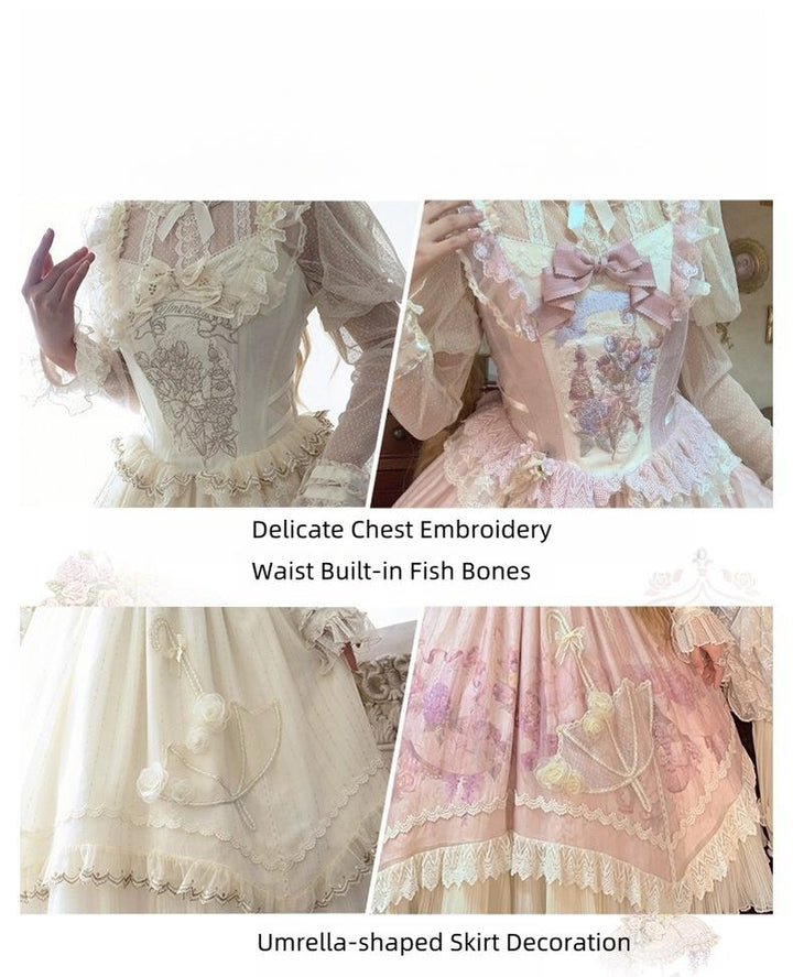 Urtto~Rain Melody~Classic Lolita Dress Set JSK OP and Accessory 42095:728026