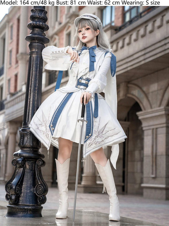 Designer's Gift~Luminous Cavalier~Military Lolita Skirt Set Long-Sleeved Shirt