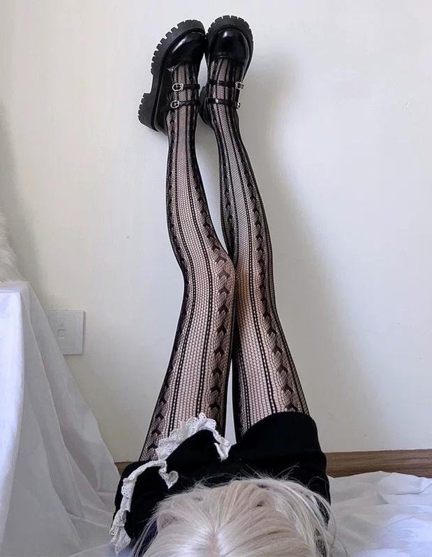 Gothic Lolita Fishnet Tights, Plus Size Friendly