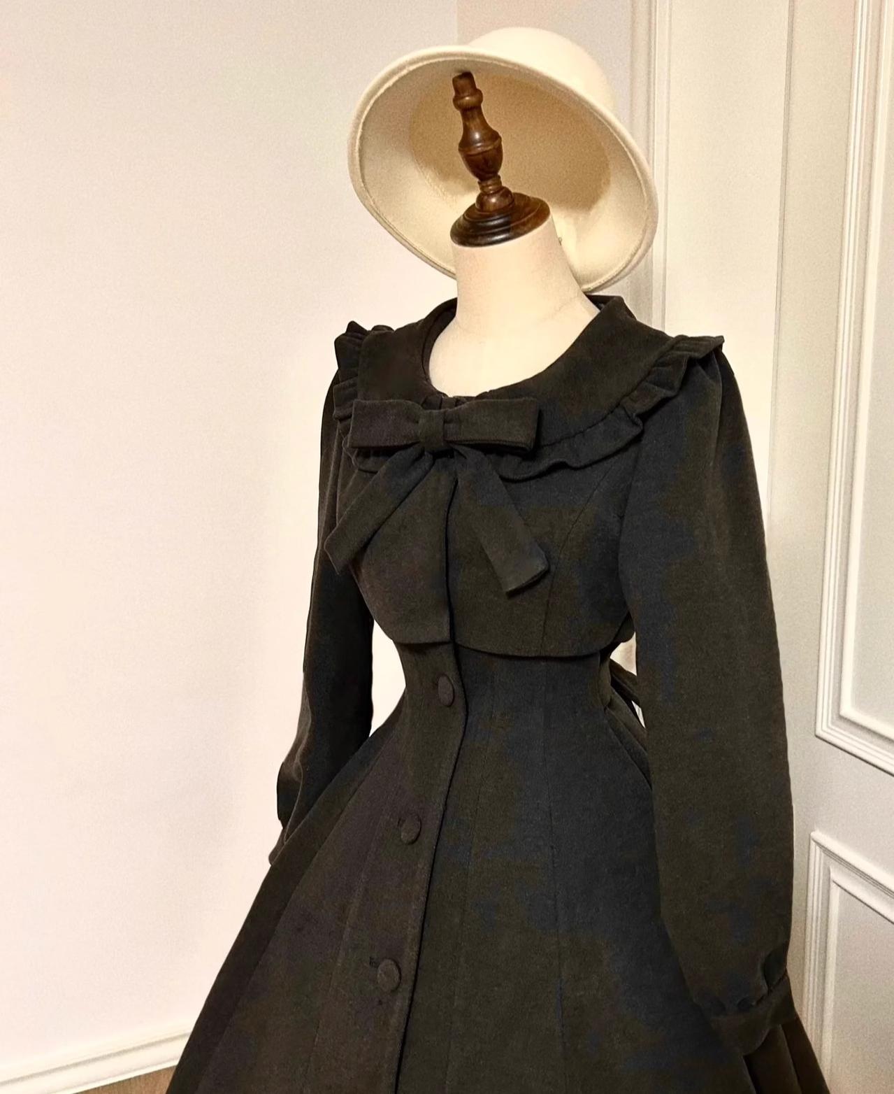 Sweet Wood - Winter Classic Lolita Coat Suit Woolen Plus Size Outerwear Black coat S