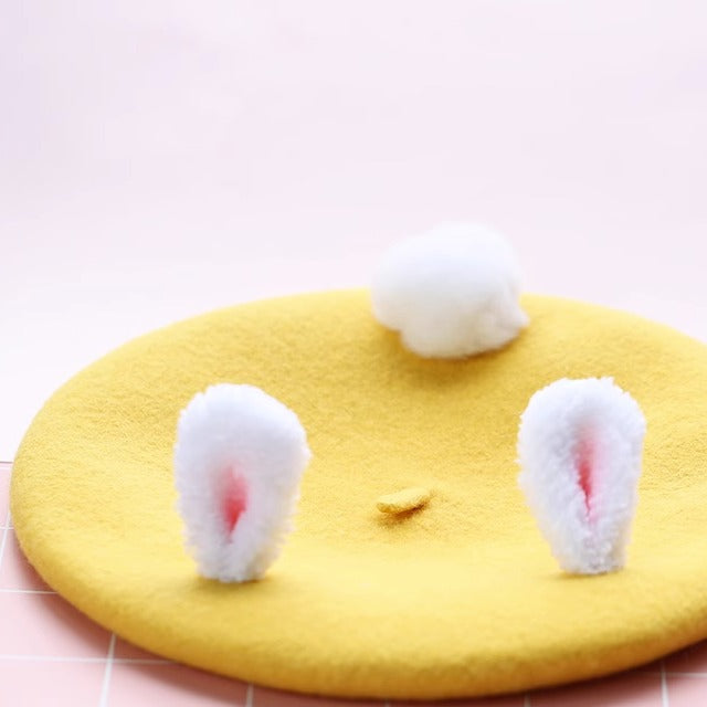Xiaogui - Retro Lolita Christmas Deer Horn Beret Multicolors M yellow rabbit ears