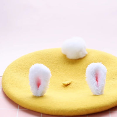 Xiaogui~Retro Lolita Christmas Deer Horn Beret Multicolors M yellow rabbit ears 