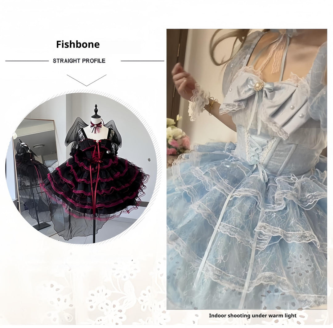 Daydream Whisper~Shisan District~Wedding Lolita OP Suit with Angel Demon Wings