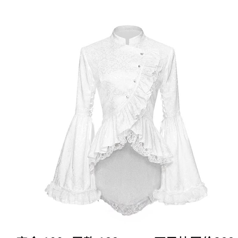 MORY HITOMI~Swallowtail Butterfly~Gothic Lolita Coat Lapel or Stand Collar Swallowtail Jacket XS white coat 