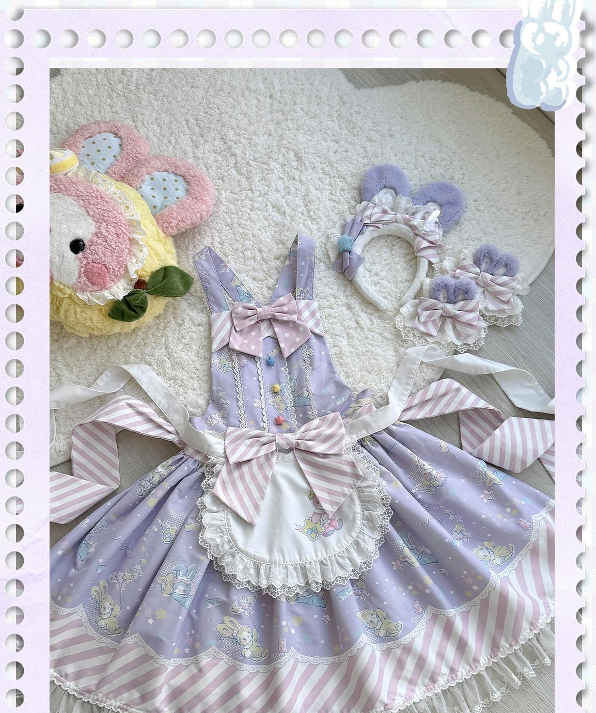 Star Gummies - IP Collaboration Sweet Lolita Dress, Bunny Print & Lace 44608:830556