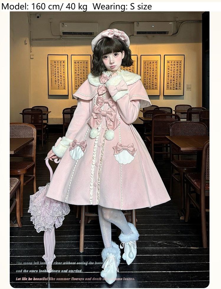 Sakurahime~Sweet Cookie~Sweet Lolita Coat Detachable Cape Pastel Outwear   