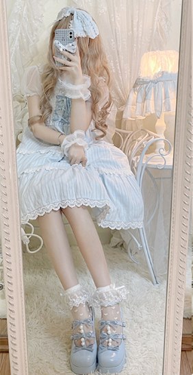 Pure Tea For Dream~Sweet Lolita Platform Pearl Bow Shoes 16296:217892