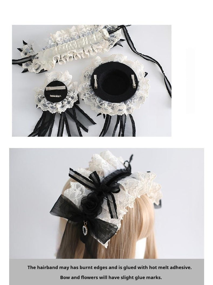 Xiaogui~Maid Lolita Hairband Doll Lolita Cuffs and Top Hat