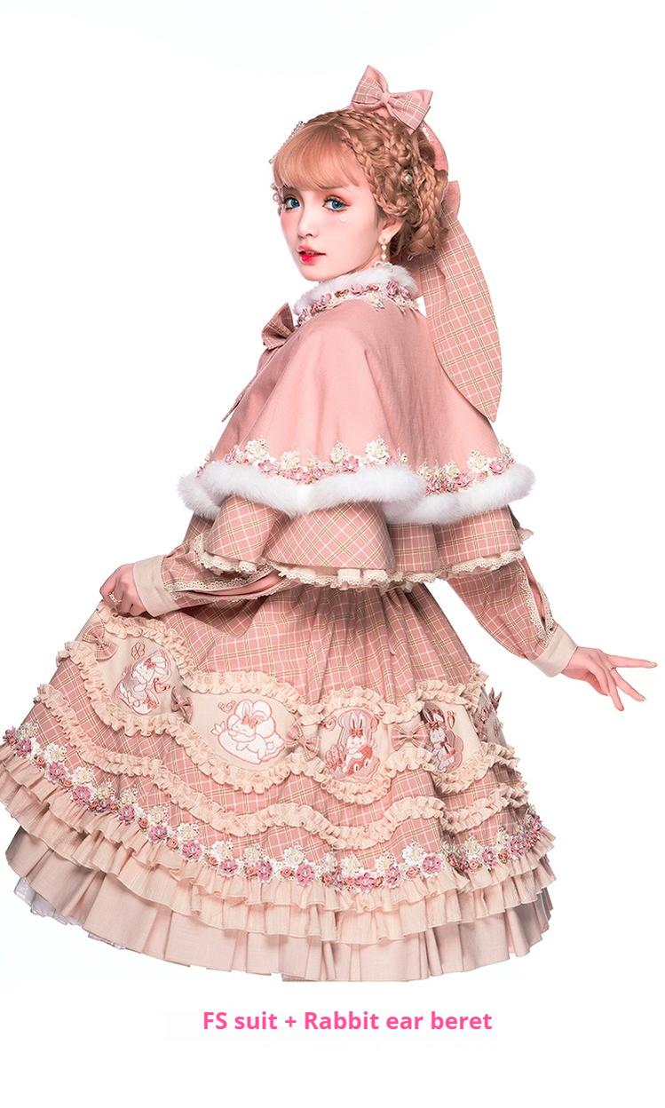 Youpairui~Helford~Sweet Coordinated Lolita Suit Pink Plaid Lolita SK Set   