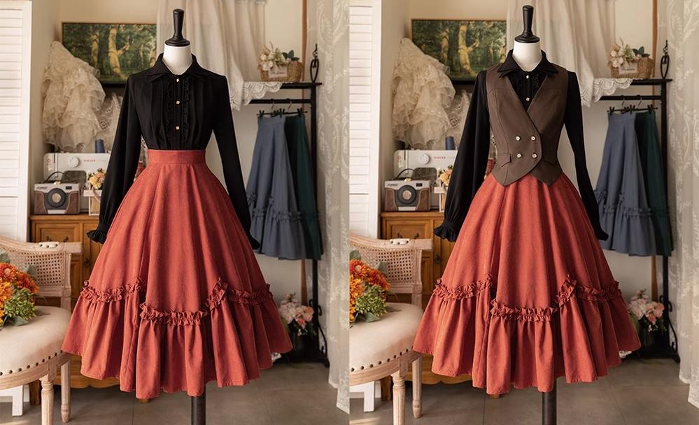 Elegant Lolita Skirt Retro Classic Petal Swing Skirt