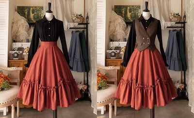 Forest Wardrobe~Forest Basket~Elegant Lolita Skirt Retro Classic Petal Swing Skirt   