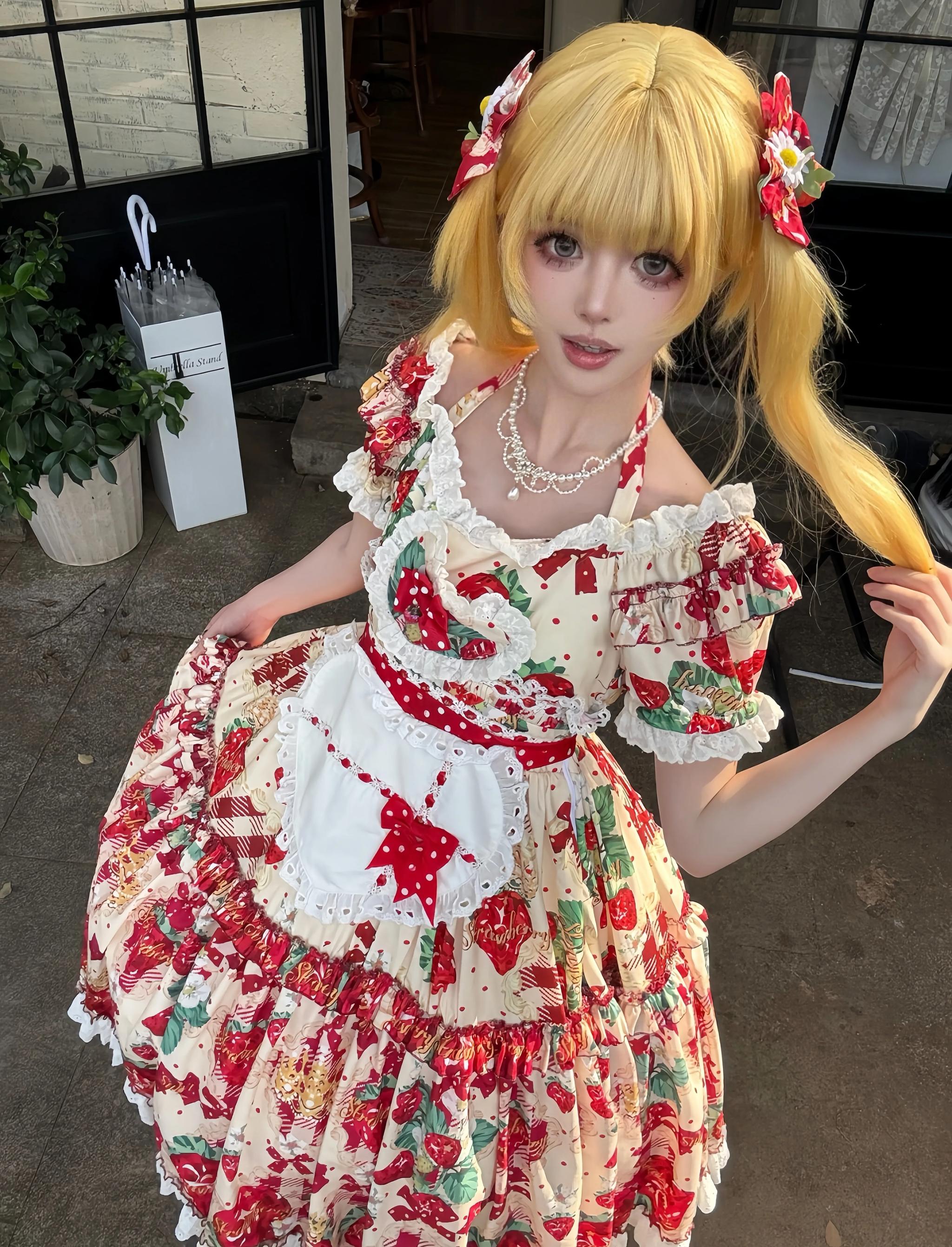 Crown Strawberry - Old School Lolita Crown Strawberry Printed OP Dress