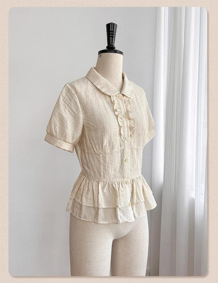 Tan Tuan - Chocolate Mint Day - Kawaii Lolita Jumper Dress, Tiered Ruffles, Sweater Cape (L M S) 43470:777358