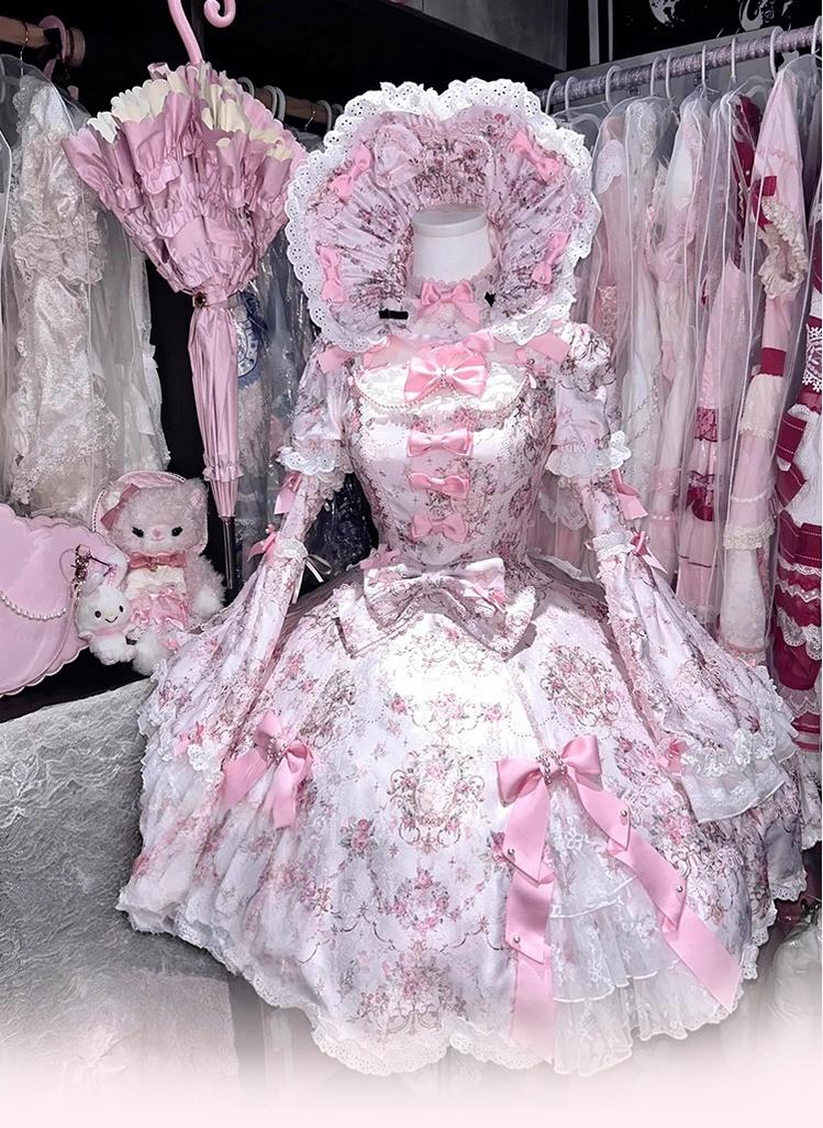 Mengfuzi - FLower in the Mirror - Old-School Lolita Bodice & SK Set, Short-Sleeved OP 44280:802312