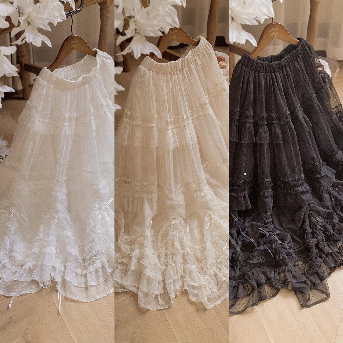 Elegant Lolita Petticoat with Dotted Gauze Hem