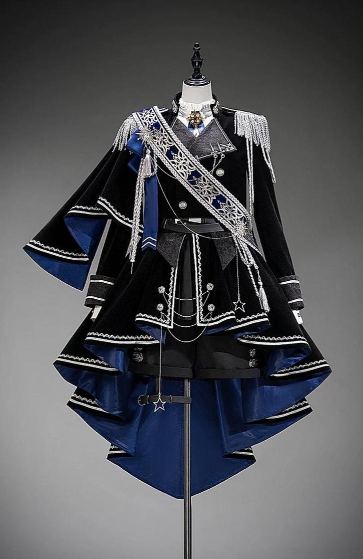 Canticle of Rites - Military Ouji Lolita Jacket & Shorts Set, Detachable Train